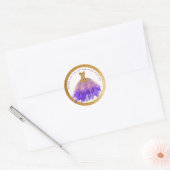 16e verjaardag Paarse gouden glitter jurk dank u Ronde Sticker (Envelop)