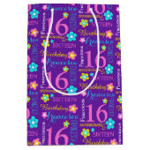 16e verjaardag paarse roze gele aqua aangepaste na medium cadeauzakje (Voorkant)
