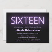 16e verjaardag Paarse uitnodiging voor verlichting (Voorkant)