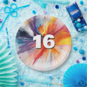 16e verjaardag Paint Blast Papieren Bordje (Feest)