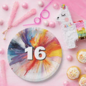 16e verjaardag Paint Blast Papieren Bordje (Feest)