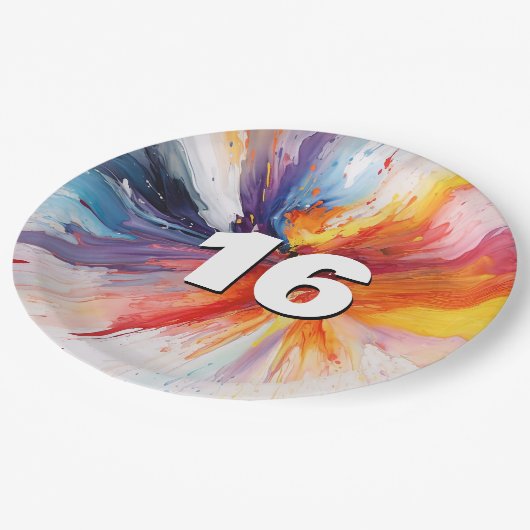 16e verjaardag Paint Blast Papieren Bordje (Gekanteld)