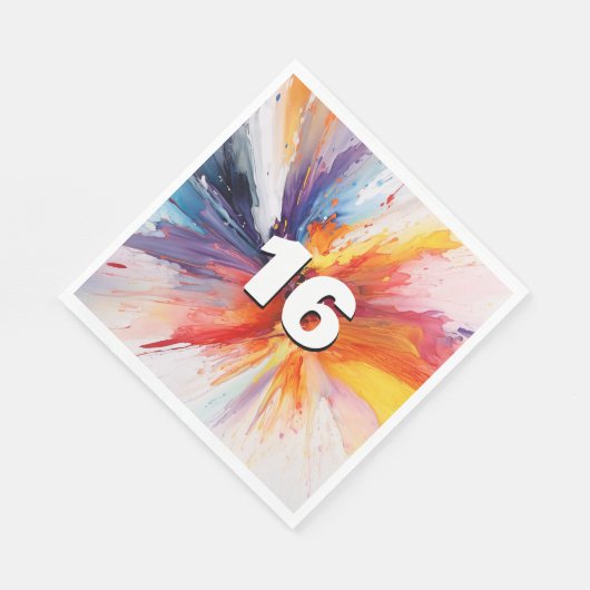 16e verjaardag Paint Blast servetten (Hoek)