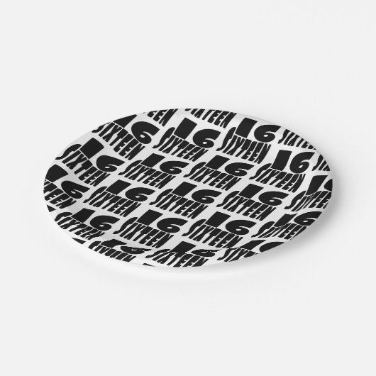 16e verjaardag papieren bordje (Gekanteld)