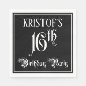 16e verjaardag Partij — Fancy Manuscript + de Naam Servet (Voorkant)