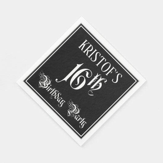 16e verjaardag Partij — Fancy Manuscript + de Naam Servet (Hoek)