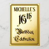 16e verjaardag Partij - Legant Manuscript + de Naa Folie Uitnodiging (Voorkant)