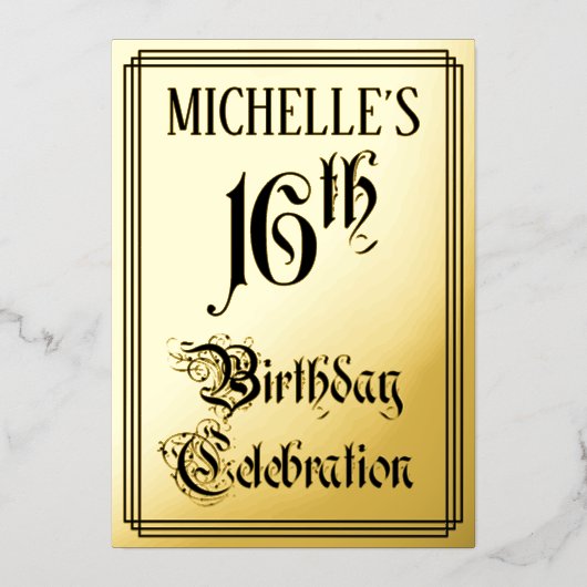 16e verjaardag Partij - Legant Manuscript + de Naa Folie Uitnodiging (Voorkant)