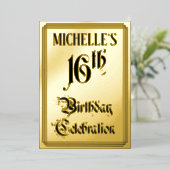 16e verjaardag Partij - Legant Manuscript + de Naa Folie Uitnodiging (Staand Voorkant)