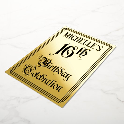16e verjaardag Partij - Legant Manuscript + de Naa Folie Uitnodiging (Gedraaid)