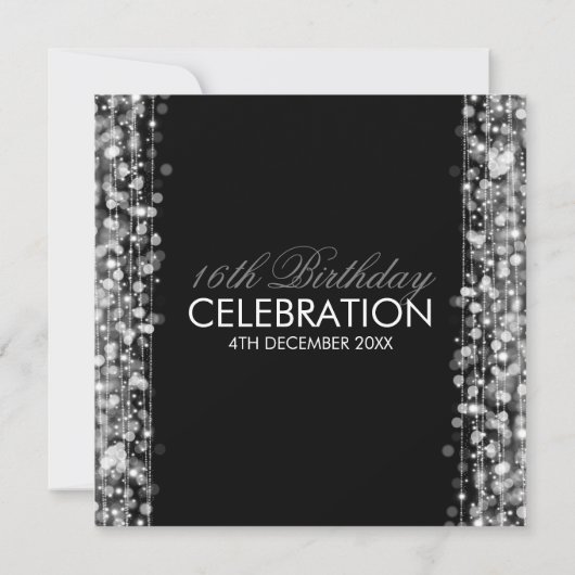 16e verjaardag Partij sparen de Datum sparen Silve Kaart (Achterkant)