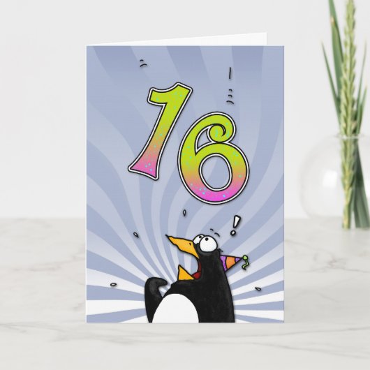 16e verjaardag - Penguin Surprise Kaart (Voorkant)