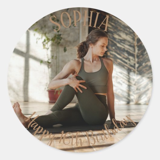 16e verjaardag persoonlijke partijtas Klassieke ro Ronde Sticker (Voorkant)