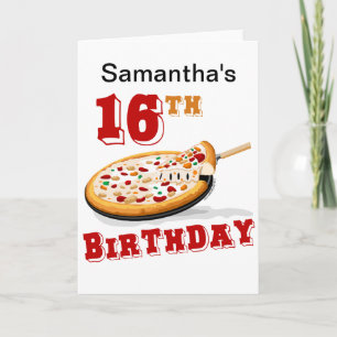 16e verjaardag Pizza Party Kaart