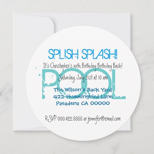 16e verjaardag Pool Party Save the Date P04Z (Achterkant)