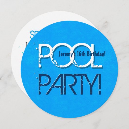 16e verjaardag Pool Party Save the Date P04Z (Voorkant / Achterkant)