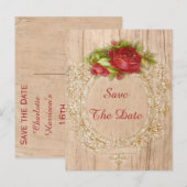  16e Verjaardag Red Rose Houten Lijst Aankondigingskaart (Voorkant / Achterkant)