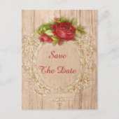 16e Verjaardag Red Rose Houten Lijst Aankondigingskaart (Voorkant)