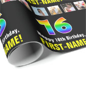 16e verjaardag: Regenboog "16"; Aangepaste foto's  Cadeaupapier (Rol Hoek)