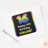 16e verjaardag: Regenboogspectrum # 16, Aangepaste Vierkante Sticker (Envelop)