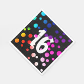 16e verjaardag RegenboogStippen op zwart Servet (Hoek)