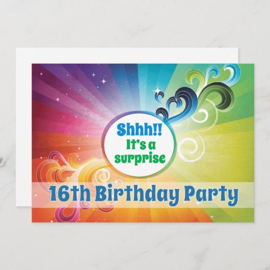 16e verjaardag Religieuze Kaart Rainbow Blessings (Voorkant / Achterkant)