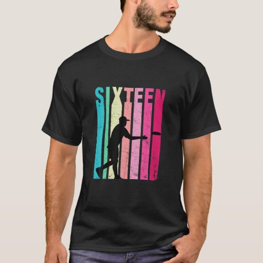 16e verjaardag Retro Disk Golf Player 16 jaar oud T-shirt (Voorkant)