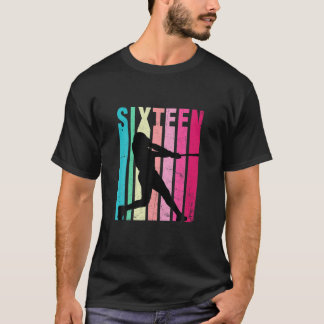 16e Verjaardag Retro Honkbal Liefhebbers 16 Jaar O T-shirt