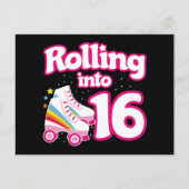 16e verjaardag Roller Skating 16 jaar oud schaatse Briefkaart (Voorkant)