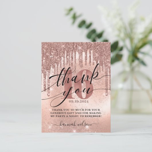 16e verjaardag Roos Gold Hartelijk dank Briefkaart (Staand voorkant)