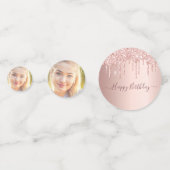 16e verjaardag roos goud glitter druppelt foto confetti (Achterkanten)