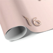 16e verjaardag roos goud glitter druppelt roze cadeaupapier (Rol Hoek)