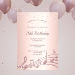 16e verjaardag roos gouden diamanten muziek kaart<br><div class="desc">Een moderne,  stijlvolle en glamoureuze uitnodiging voor een Sweet 16,  16e verjaardagsfeestje. Een faux roos gouden metalen achtergrond met een elegante faux gouden diamantsprinkhaan van roos en muzieknoten. De naam wordt geschreven met een modern donker roos goudkleurig handgeschreven stijlmanuscript met letters. Sjablonen voor je partijgegevens.</div>