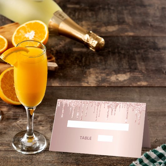 16e verjaardag roos gouden glitter roze glans plaatskaartje