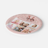 16e verjaardag roos gouden roze foto papieren bordje (Gekanteld)