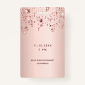 16e verjaardag roos gouden roze sterren ballonlett badge (Achterkant)