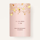 16e verjaardag roos gouden roze sterren ballonschr badge (Achterkant)