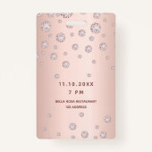 16e verjaardag roos goudroze diamanten ballonlette badge (Achterkant)