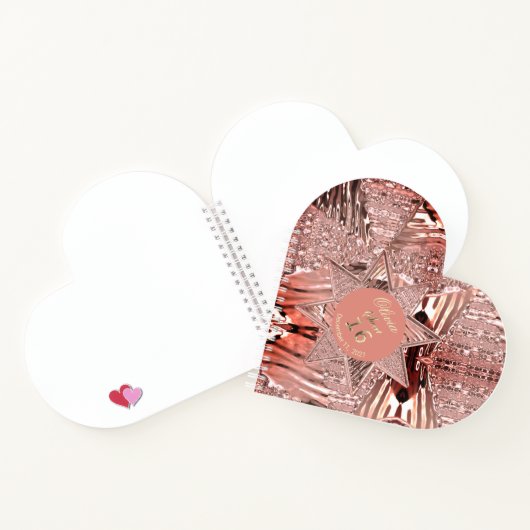 16e verjaardag Roos voor gastboeken Goud Notitieboek (Binnen)