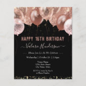 16e verjaardag Roze ballonnen (Voorkant)