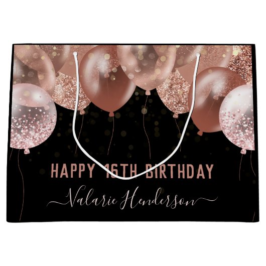 16e verjaardag Roze ballonnen Groot Cadeauzakje (Voorkant)