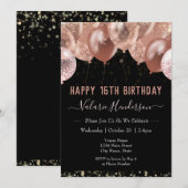 16e verjaardag Roze ballonnen Kaart (Voorkant / Achterkant)