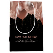 16e verjaardag Roze ballonnen Medium Cadeauzakje (Voorkant)