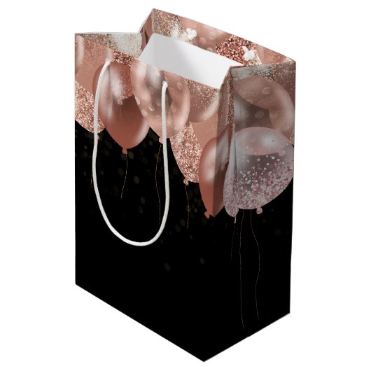 16e verjaardag Roze ballonnen Medium Cadeauzakje (Achterkant Gekanteld)