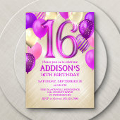 16e verjaardag Roze ballonnen uitnodiging