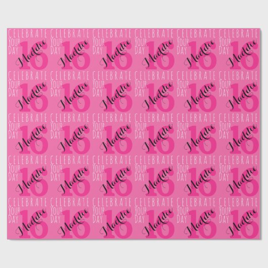 16e verjaardag Roze Cadeaupapier (Vlak)