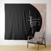 16e verjaardag Roze goud glitters boog gepersonali Wandkleed (In Situ (horizontaal))