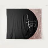 16e verjaardag Roze goud glitters boog gepersonali Wandkleed (Voorkant (horizontaal))