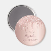 16e verjaardag roze goud glitters glans magneet (Voorkant / Achterkant)
