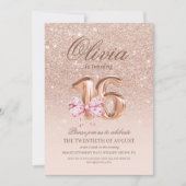 16e Verjaardag Roze Gouden Boog Verjaardagsfeestje Kaart (Voorkant)
